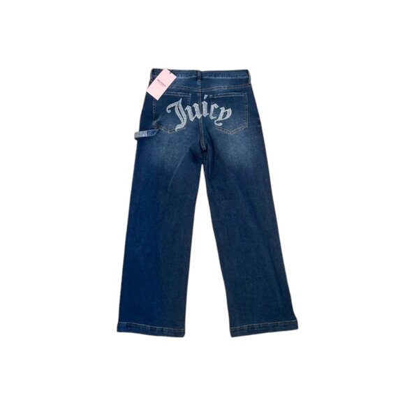 JUICY COUTURE STRAIGHT LEG HIGH WAIST JEANS RHINESTONE LOGO - Picture 3 of 4